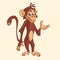 Funny monkey cartoon icon. Vector illustration of drawing monkey outlined.