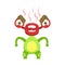 Funny Monster Fuming With Rage, Green Alien Emoji Cartoon Character Sticker