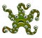Funny monster mutant starfish with teeth and a lot of eyes Green alien cartoon character for Halloween. Isolated object