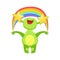 Funny Monster Seeing Stars And Rainbow , Green Alien Emoji Cartoon Character Sticker