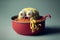 Funny monster spaghetti. Cute pasta, noodle or ramen character with crazy funny face. Generated AI.