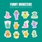 Funny Monsters Birthday Vector Collection of Stickers