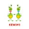 Funny monsters horoscope - Gemini - Vector