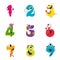 Funny Monsters Numbers Set, Cute Fantasy Colorful Creatures in the Shape of Numerals, Mathematics, Learning Material for