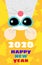 Funny mouse 2020 greeting card flat template