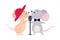 Funny Mouse Character in Hat and Bow Tie Singing in Microphone Performing Concert Vector Illustration