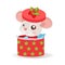 Funny Mouse In Santa Hat Sitting In Red Gift Present Box With Decorations And New Year Star.