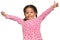 Funny multiracial small girl opening her arms wide