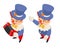 Funny music performance harmonika accordion playing singing isometric circus party fun carnival clown character icon