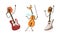 Funny Musical Instrument Cartoon Character with Smiling Face Vector Set