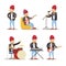 Funny Musicians Cartoon. Man Playing on Guitar. Rock Singer