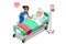 Funny Nurse and Female Elderly Patient in Bed