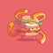 Funny Octo HamBurger character vector illustration.