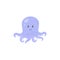 Funny octopus with angry comic face, flat cartoon vector illustration isolated.