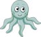 funny octopus cartoon vector illustration for print, children picture on white background