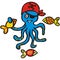 Funny octopus and fish