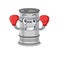 Funny oil drum in red boxing cartoon character