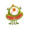 Funny one eyed green monster, colorful fabulous creature cartoon character vector Illustration