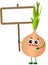 Funny onion holding a blank signboard