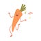 Funny Orange Carrot Character Dancing Moving Hand and Legs Vector Illustration