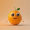 Funny orange character isolated on empty background. Cute fruit smiling