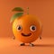 Funny orange character isolated on empty background. Cute fruit smiling