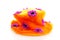 Funny orange hat with purple flowers