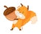 Funny Orange Squirrel Character with Bushy Tail Lifting Heavy Acorn with Great Effort Vector Illustration