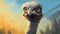 Funny Ostrich Painting In 2d Game Art Style