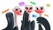 funny ostriches with hello chat bubbles multilingual greeting international communication