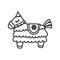 Funny outline character pinata in line lstyle.