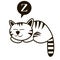 Funny outline sleeping cat vector illustration.