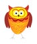 Funny owl with big eyes and bright plumage