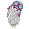 Funny owl in biker helmet. Vector illustration for greeting card, poster, or print on clothes.