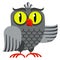Funny owl character. Cartoon wise bird icon