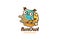 Funny Owl sitting Logo design vector linear. Bird Fun icon