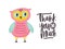 Funny owl and Thank You So Much phrase handwritten with elegant cursive calligraphic font. Adorable smart polite bird