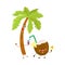 Funny palm tree and coconut characters, travelling, summer vacation symbol