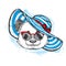 Funny panda in a beautiful beach hat. Vector illustration for a postcard or poster, print for clothes, cup or cover. Bear painted