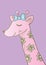 Funny pastel giraffe cartoon style, Hand drawn illustration.