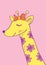 Funny pastel giraffe cartoon style, Hand drawn illustration.