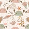 Funny pattern with cute pink crabs.