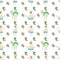 Funny pattern with cutie hot lamas ballet dancers in blue and green skirts
