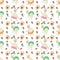 Funny pattern with cutie hot lamas ballet dancers in blue, purple and green skirts