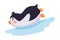 Funny Penguin Sliding Down the Ice Hill Vector Illustration