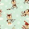 Funny penguins skating on ice pattern