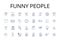 Funny people line icons collection. Comedians, Jokers, Clowns, Witty individuals, Amusing people, Humorous folks