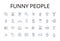 Funny people line icons collection. Comedians, Jokers, Clowns, Witty individuals, Amusing people, Humorous folks