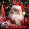 Funny Persian Cat with Santa Claus Hat - Christmas Tree Decorations,ai generated