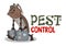 Funny pest control concept with sad homeless cartoon cockroach. Design for print, emblem, t-shirt, sticker, logotype, corporate